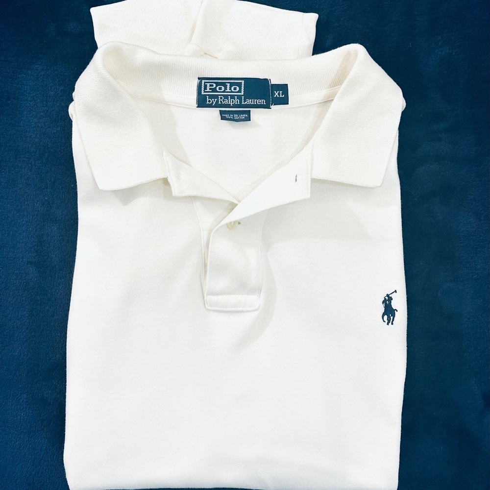 🐎Polo Ralph Lauren Men’s Long-sleeve Collared Pullover Shirt, Size XL, White